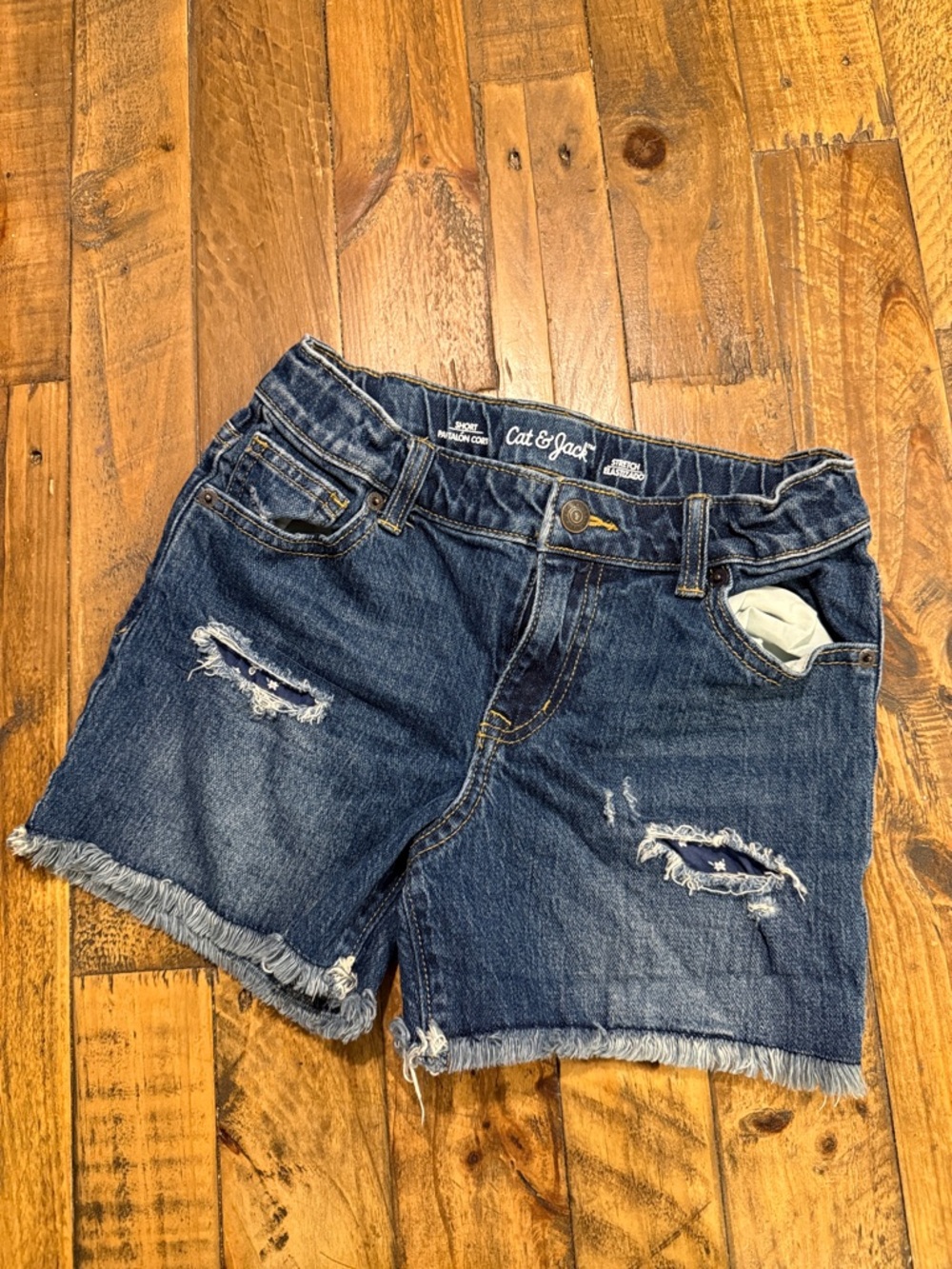 Cat & Jack Dark Blue Distressed Denim Kids Shorts
